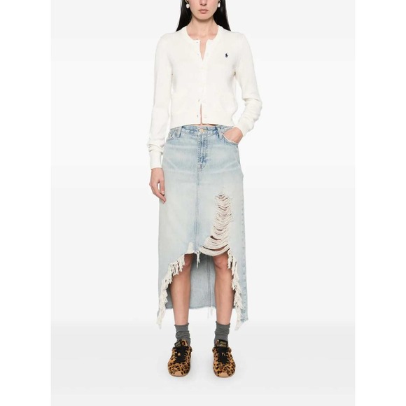 7 For All Mankind Dresses & Skirts - 7 For All Mankind Distressed Asymmetrical Denim Maxi Skirt Size 27